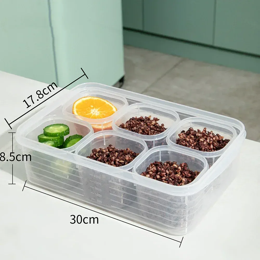 Boîte de rangement pour réfrigérateur à 6 compartiments avec couvercle 3