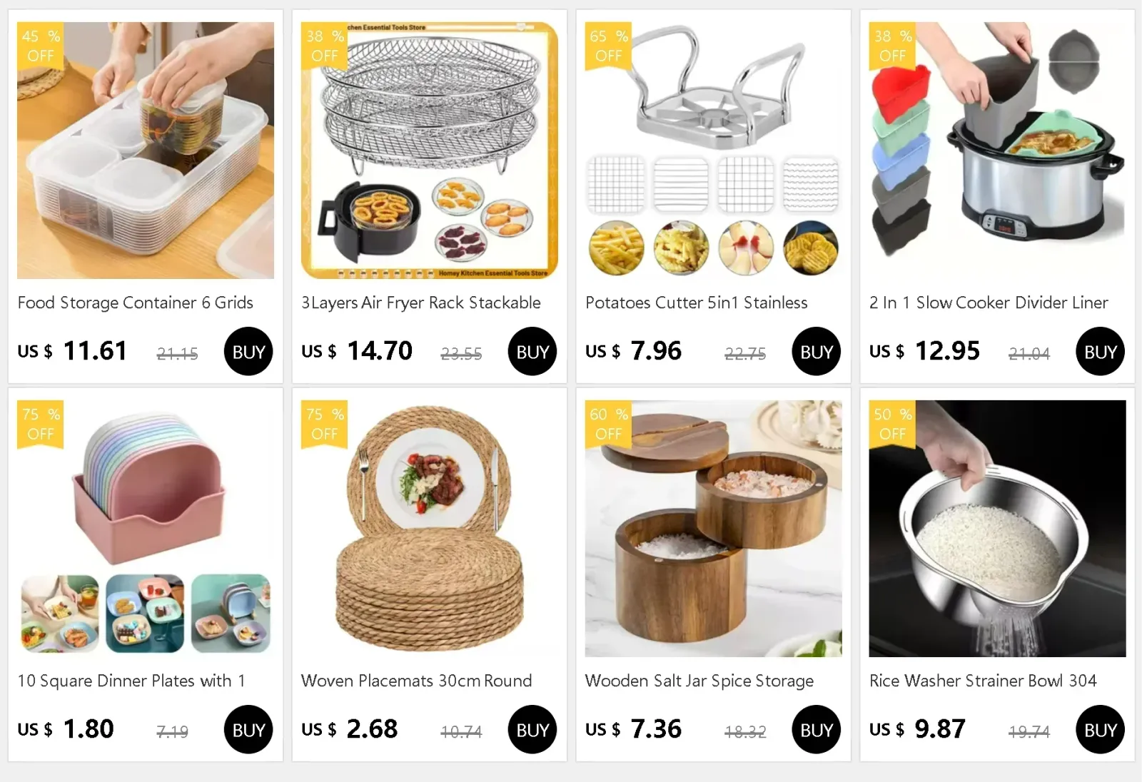 Boîte de rangement alimentaire 6 compartiments avec couvercle transparent