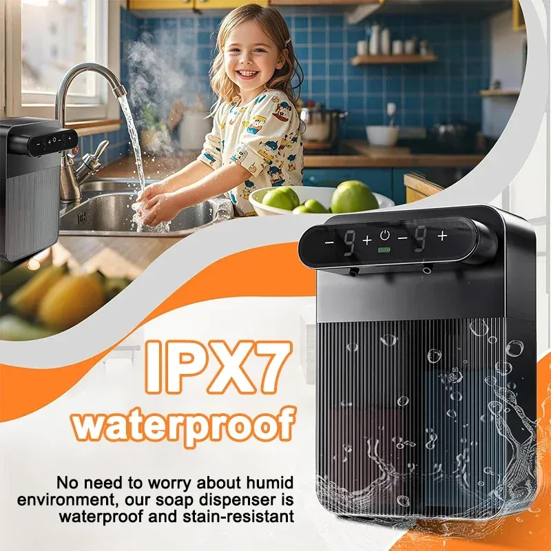 Distributeur automatique de savon mousse et gel mural à capteur sans contact, 3000 mAh, affichage intelligent 4