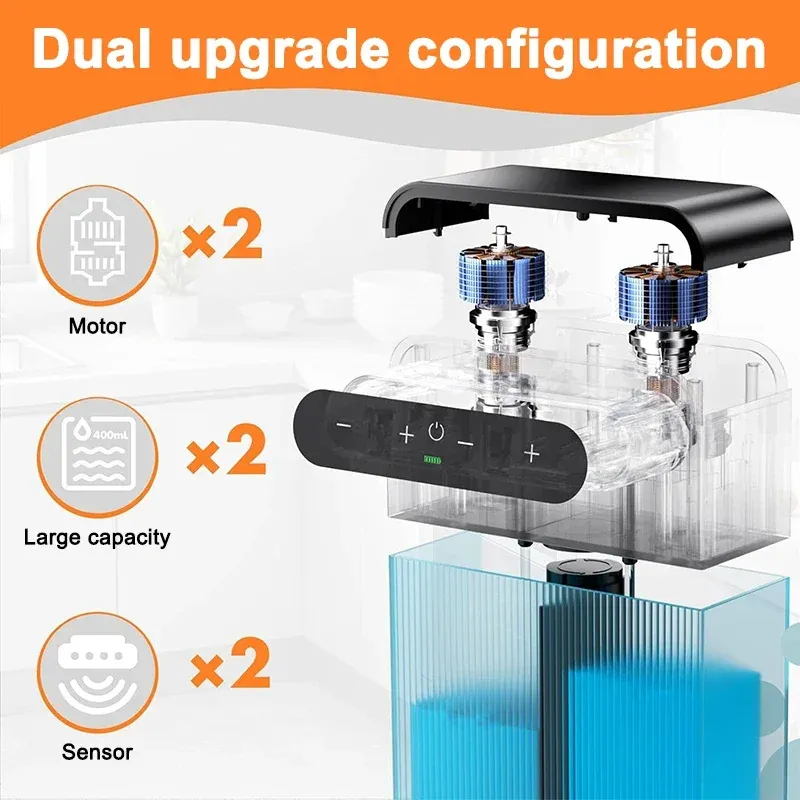 Distributeur automatique de savon mousse et gel mural à capteur sans contact, 3000 mAh, affichage intelligent 5
