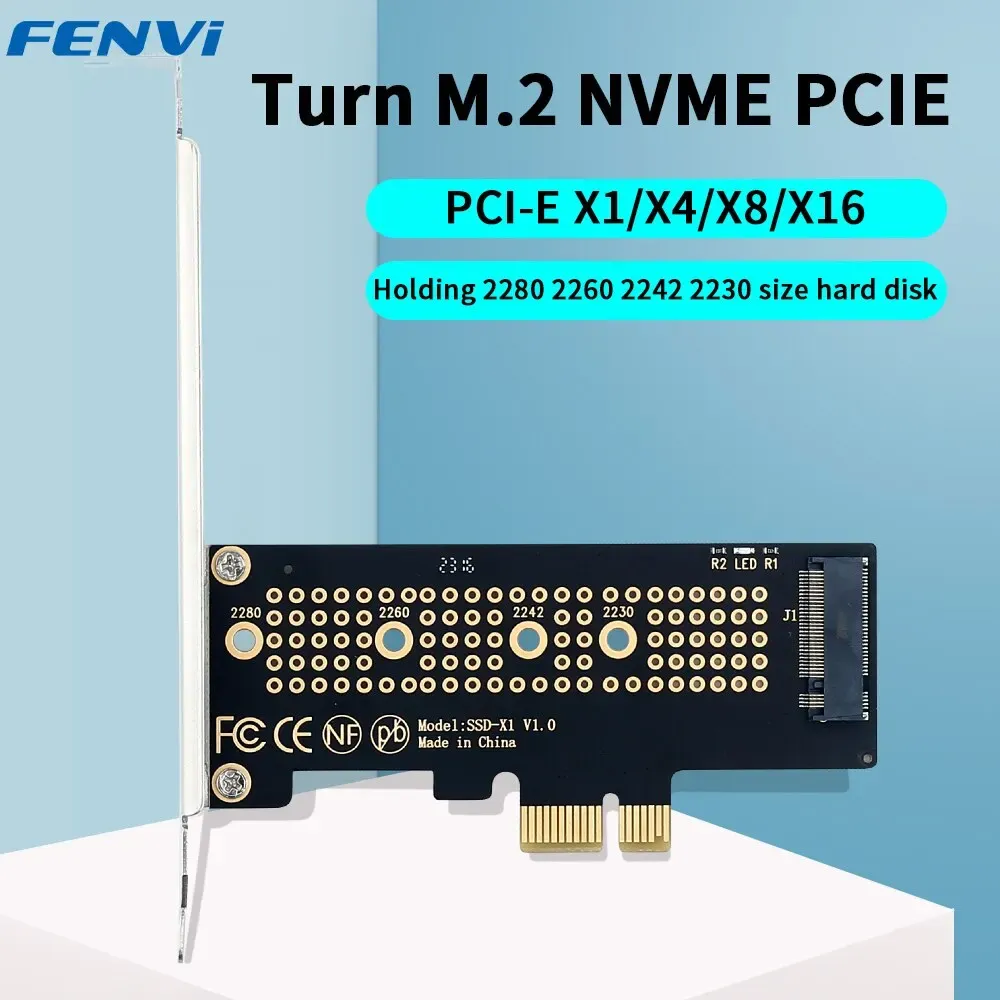 Adaptateur M.2 NVMe vers PCIe 4.0 FENVI avec dissipateur thermique en aluminium pour SSD, 64 Gbps, compatible PCIe 4.0 x8/x16, pour PC - Image 1