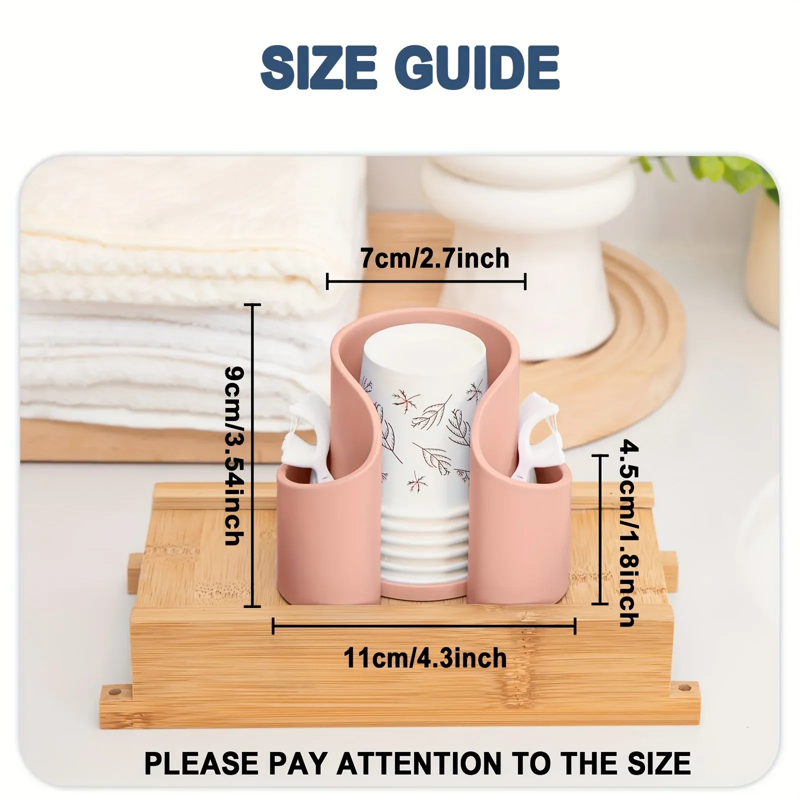 Organisateur compact pour salle de bain avec support de tapis, distributeur de cotons-tiges et rangement pour maquillage 2