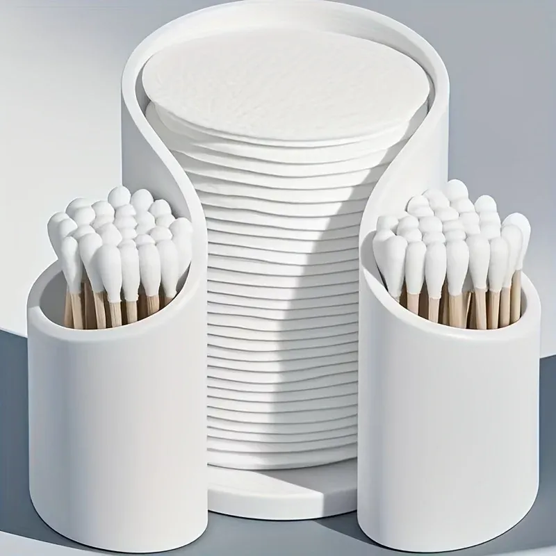 Organisateur compact pour salle de bain avec support de tapis, distributeur de cotons-tiges et rangement pour maquillage 9