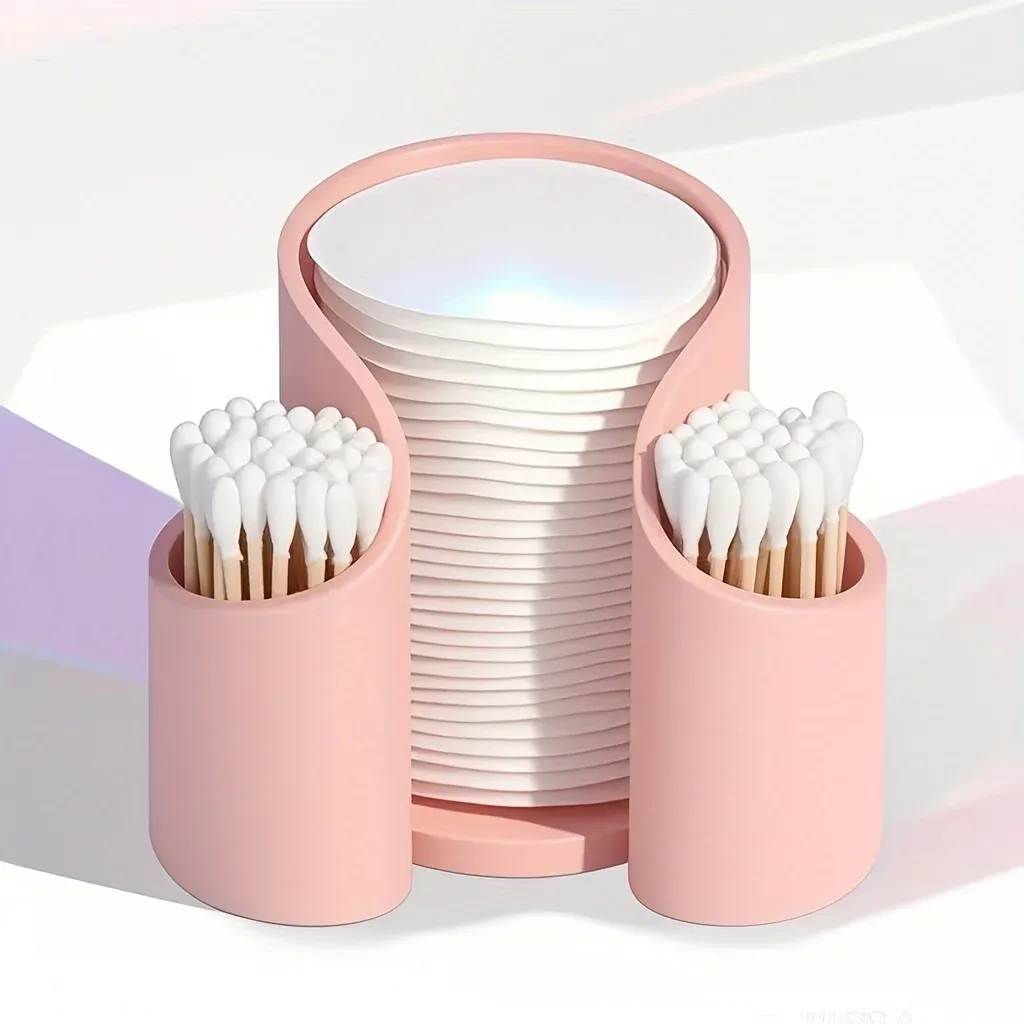 Organisateur compact pour salle de bain avec support de tapis, distributeur de cotons-tiges et rangement pour maquillage 8