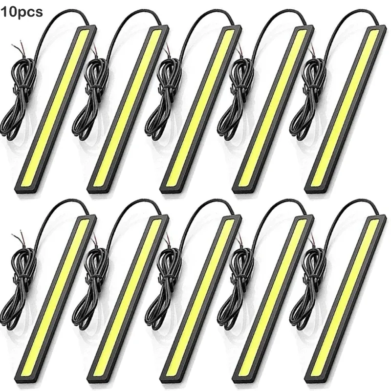 10 pièces Feux de jour LED COB ultra lumineux, 17 cm, étanches, 12 V, 6500 K, éclairage automobile intérieur, style barre lumineuse 12