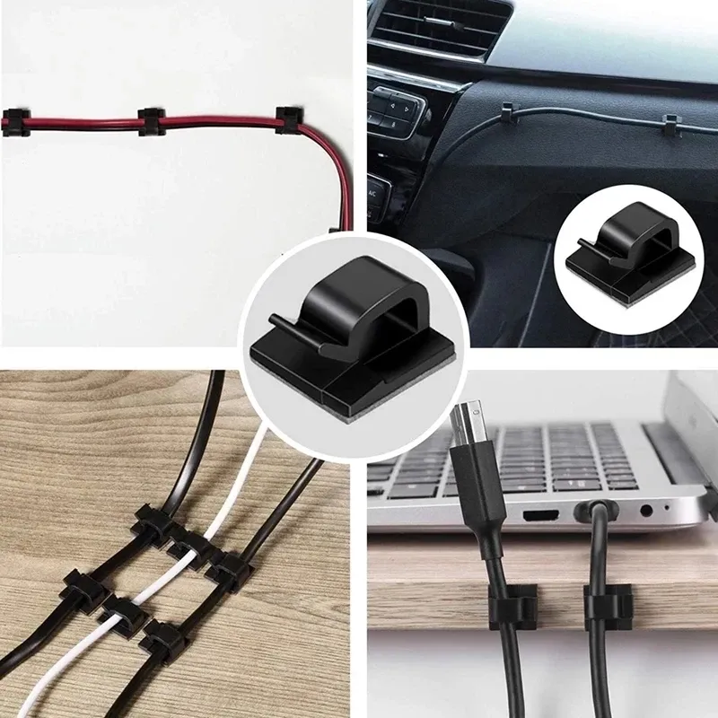 Organisateur de câbles, clips, support enrouleur de fil, protège-cordon, gestion des câbles USB, crochets adhésifs, pince de bureau pour écouteurs de voiture et souris 6