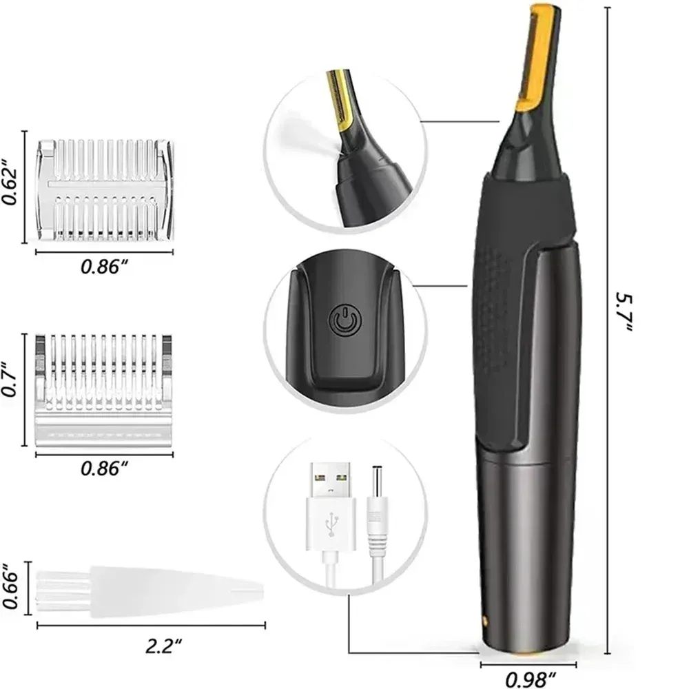 Tondeuse électrique pour le nez et les oreilles, tondeuse de précision ultra fine, portable, pour hommes, rasoir pour le nez, étanche, nettoyage sécurisé 5