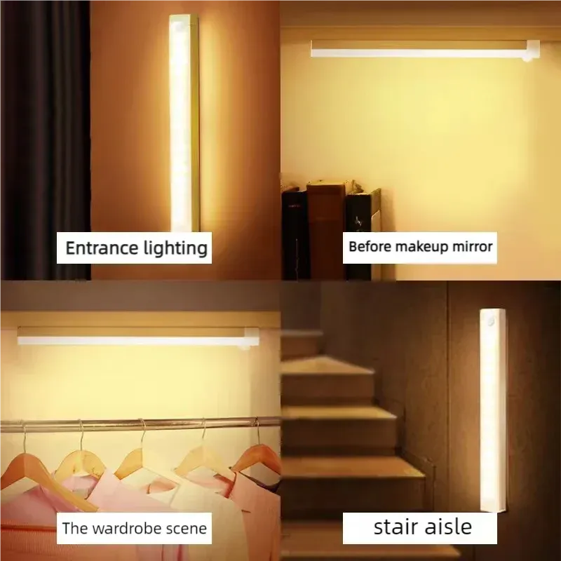 Veilleuses LED rechargeables sans fil avec capteur de mouvement pour placard, cuisine, chambre et escalier