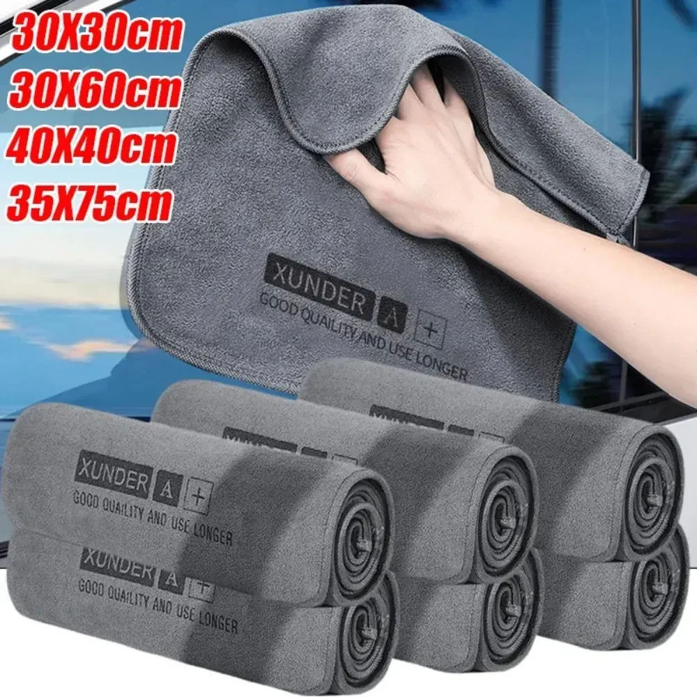 Serviette microfibre multi-usage pour lavage de voiture, double face, épaisse, super absorbante, sans peluches, pour séchage de vitres et de tables 2