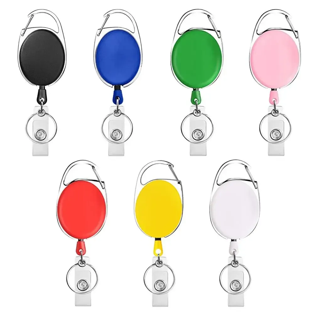 Porte-badge rétractable avec cordon, clip ceinture, lanière, bobine d'identification et anneau porte-clés