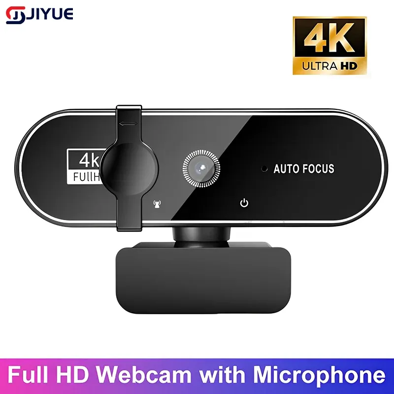 Webcam 4K USB avec microphone, autofocus, 2K, 1080P, pour PC et ordinateur portable, idéale pour le streaming en direct et les appels vidéo