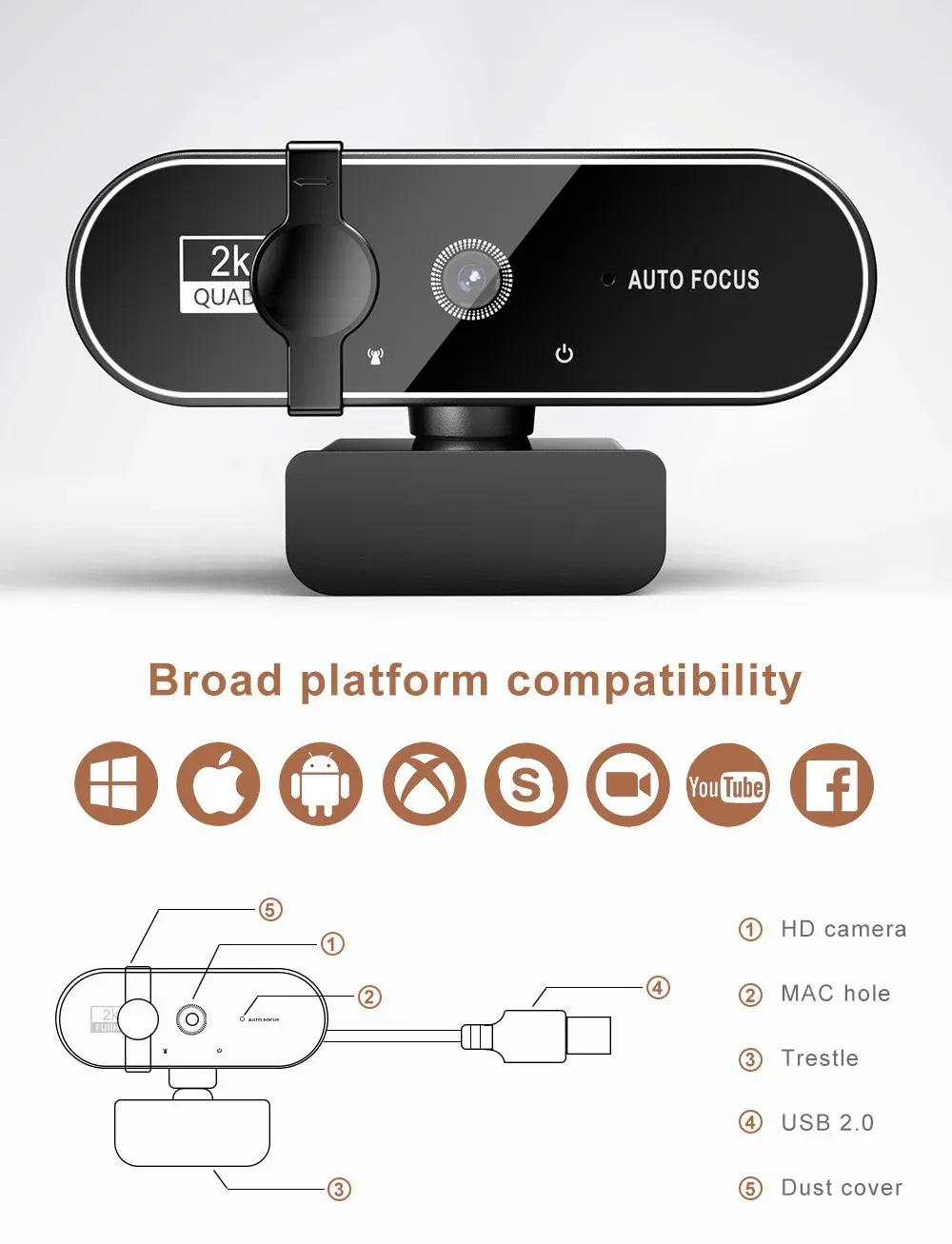 Webcam 4K USB au design compact