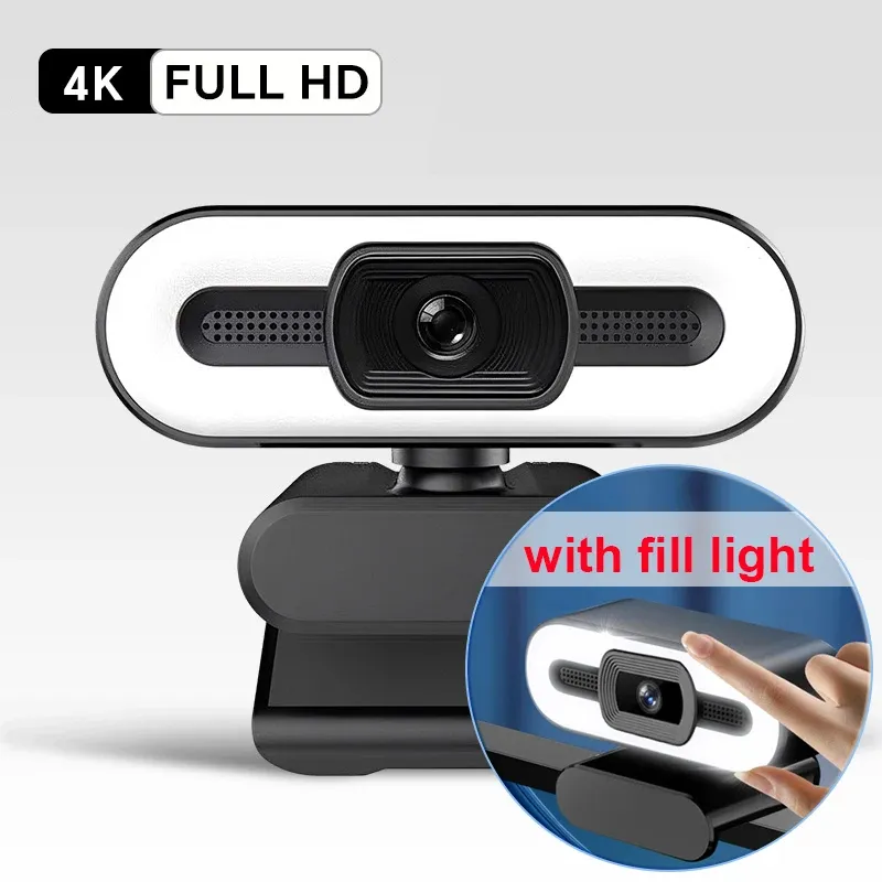 Webcam 4K USB avec microphone, autofocus, 2K, 1080P, pour PC et ordinateur portable, idéale pour le streaming en direct et les appels vidéo 12