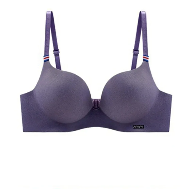 Soutien-gorge bralette sans couture en soie glacée, push-up, sans armature, bonnet AB, bretelles réglables, coloris bonbon 11