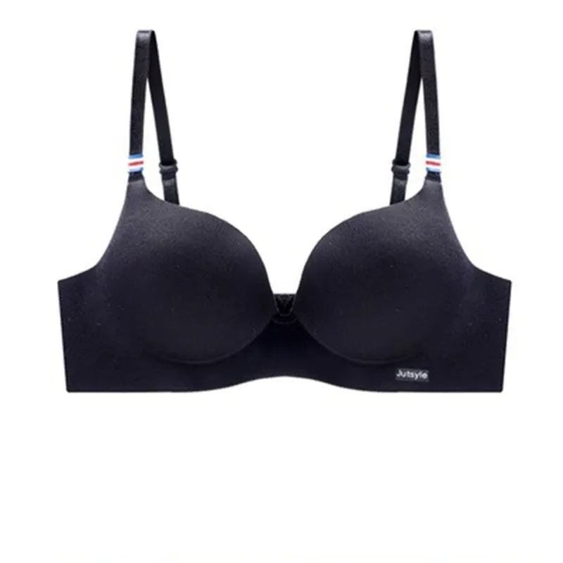 Soutien-gorge bralette sans couture en soie glacée, push-up, sans armature, bonnet AB, bretelles réglables, coloris bonbon 12