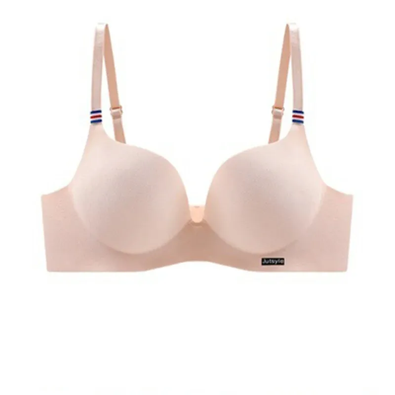 Soutien-gorge bralette sans couture en soie glacée, push-up, sans armature, bonnet AB, bretelles réglables, coloris bonbon 9