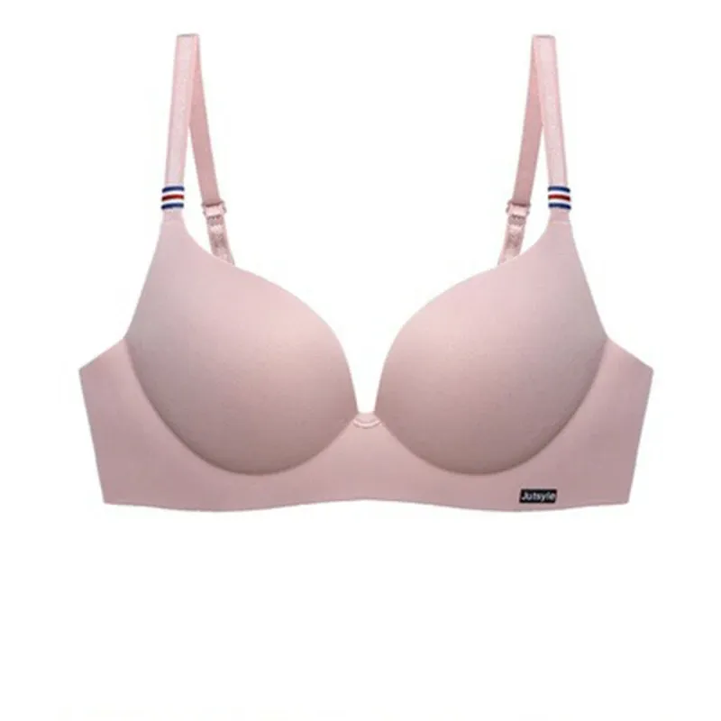 Soutien-gorge bralette sans couture en soie glacée, push-up, sans armature, bonnet AB, bretelles réglables, coloris bonbon 10