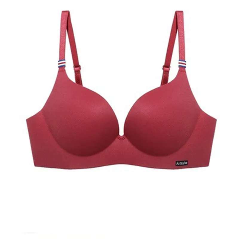 Soutien-gorge bralette sans couture en soie glacée, push-up, sans armature, bonnet AB, bretelles réglables, coloris bonbon 8
