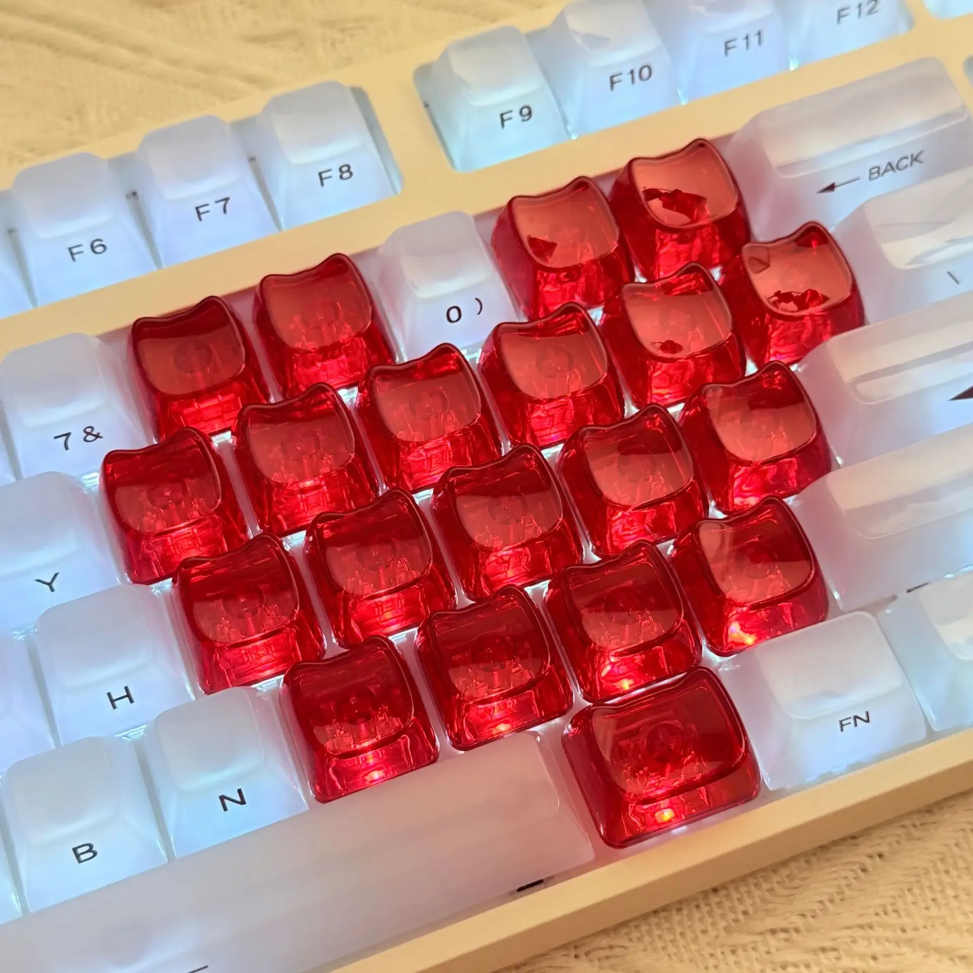 20 touches de clavier 1U à tête de chat MAO, transparentes, en PBT, non gravées, pour claviers DIY Aula et Ajazz 6