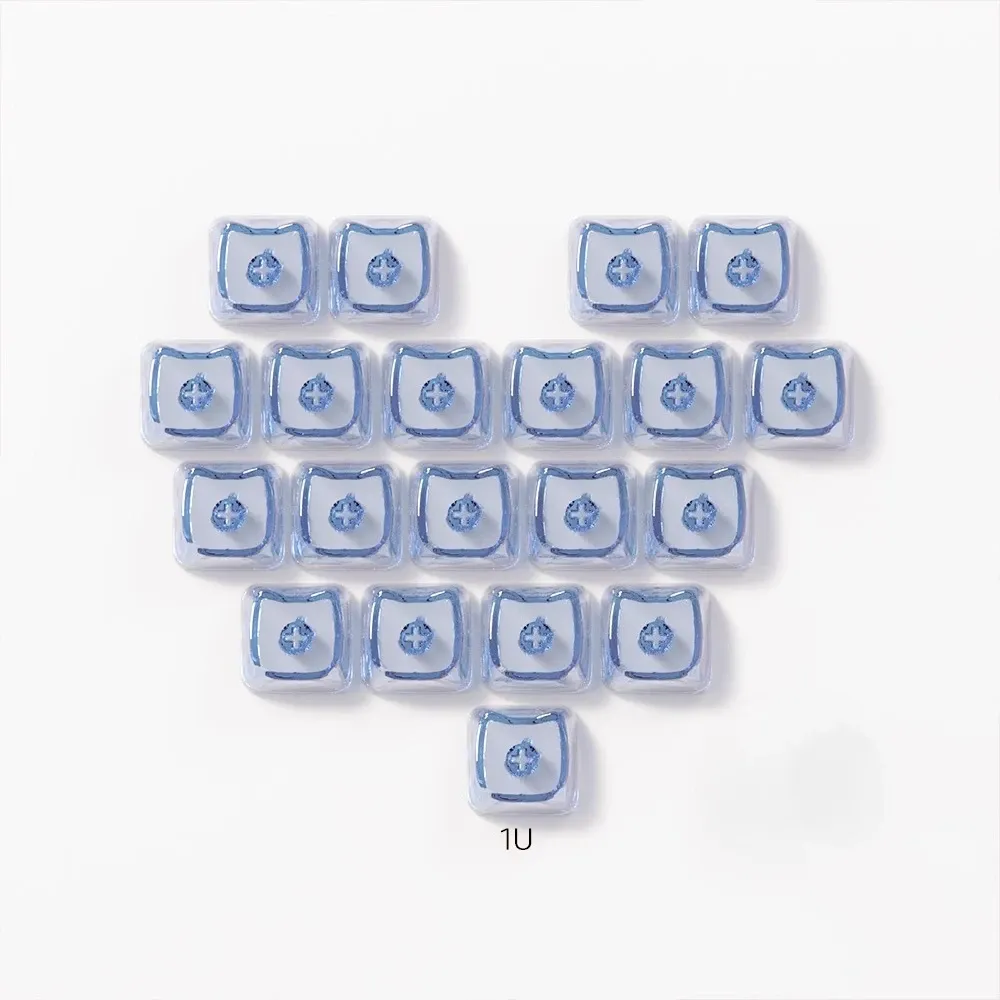 20 touches de clavier 1U à tête de chat MAO, transparentes, en PBT, non gravées, pour claviers DIY Aula et Ajazz 13