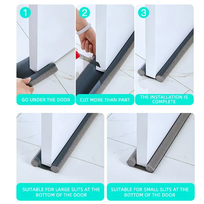 Bande d'étanchéité pour bas de porte, bouchon de tirage sous porte, bloqueur de mousse acoustique anti-bruit du vent, butoir de porte anti-insectes 5