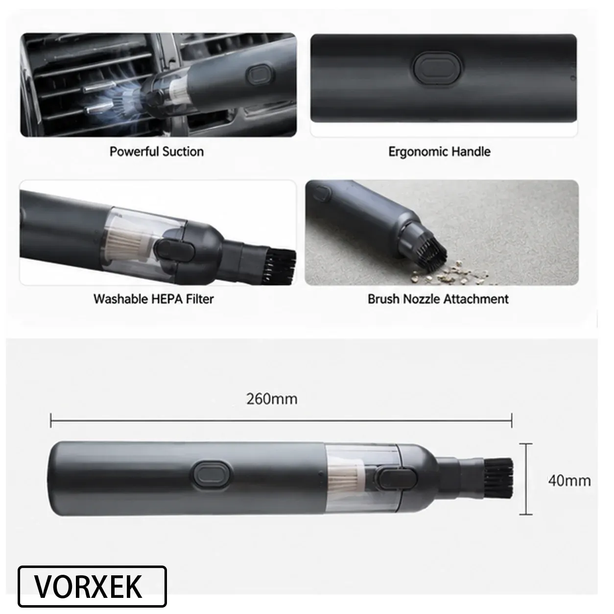 Aspirateur de voiture sans fil VORXEK 13000 Pa, aspirateur portatif et souffleur d'air pour voiture, SUV et camion 4