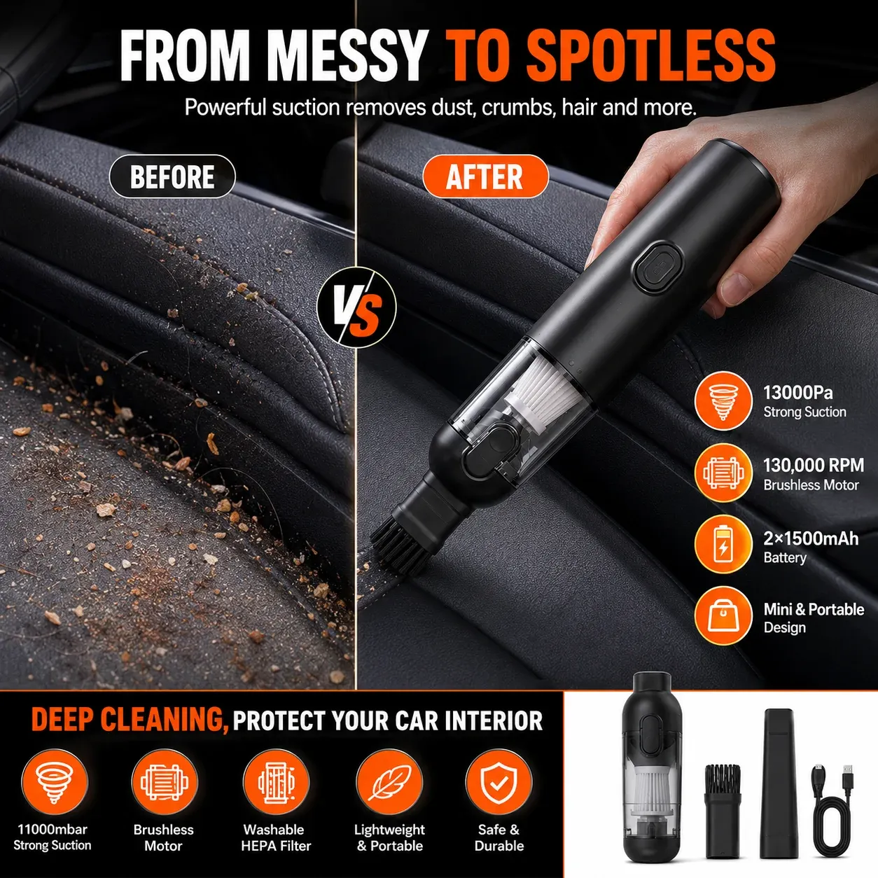 Aspirateur de voiture VORXEK compact