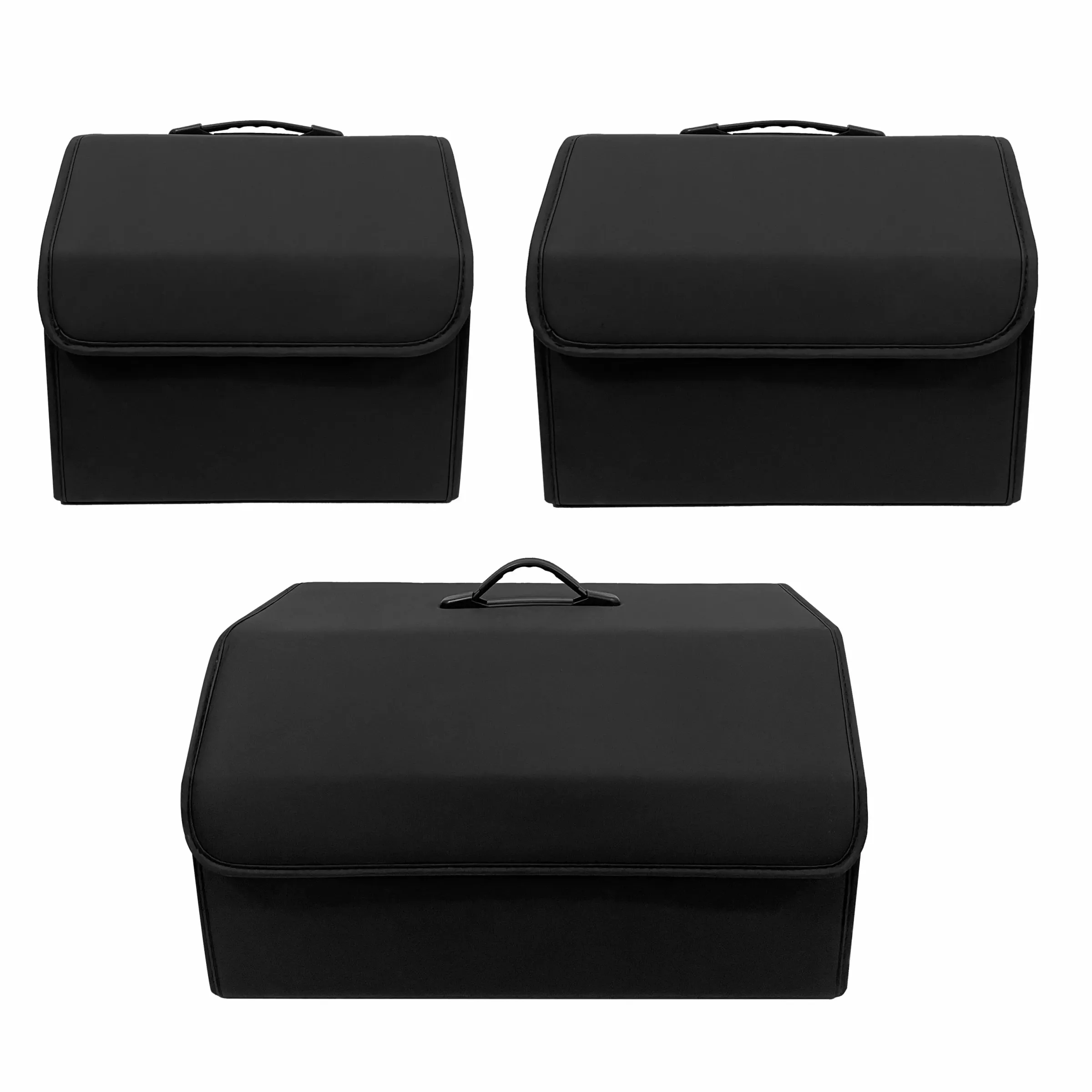 Boîte de rangement en cuir PU pliable, organisateur de coffre de voiture polyvalent 5