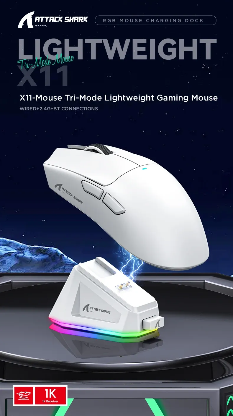 ATTACK SHARK X11, souris gaming sans fil