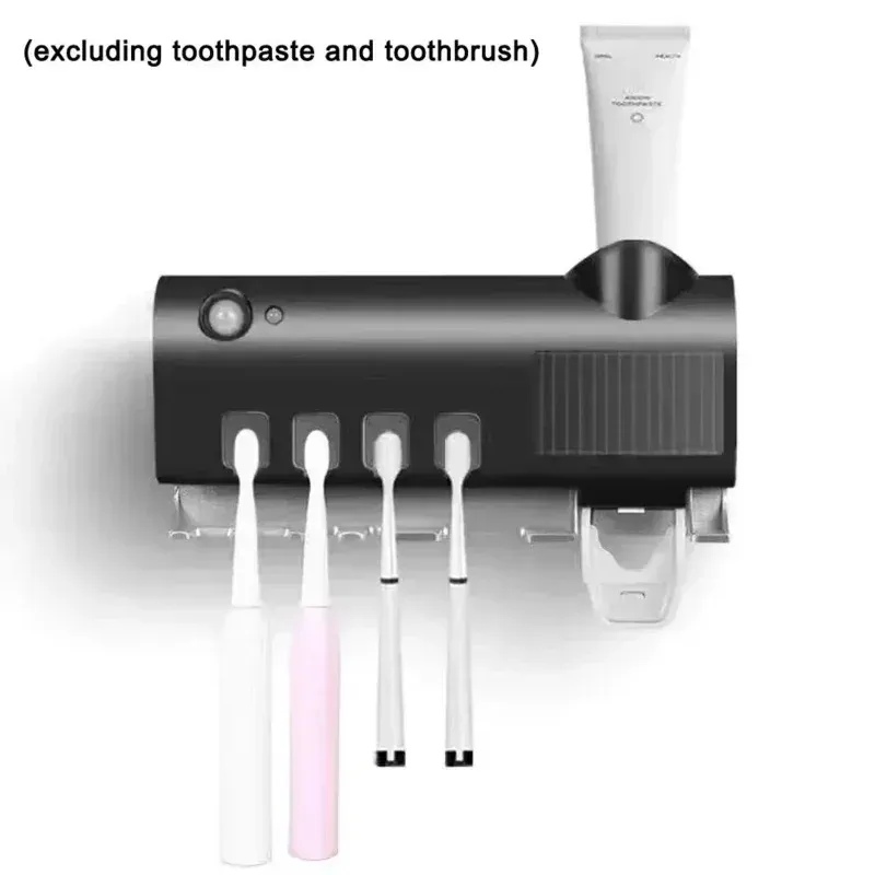 Support mural automatique pour brosse à dents avec stérilisateur UV solaire et porte-dentifrice 2