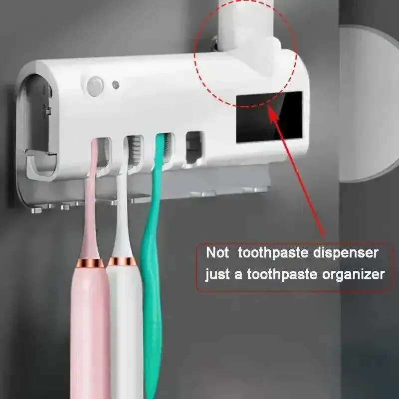 Support mural automatique pour brosse à dents avec stérilisateur UV solaire et porte-dentifrice 5