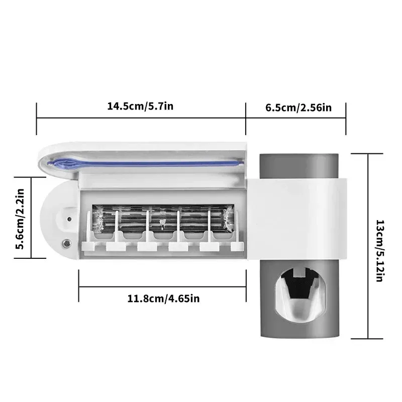 Support mural automatique pour brosses à dents avec stérilisateur UV solaire