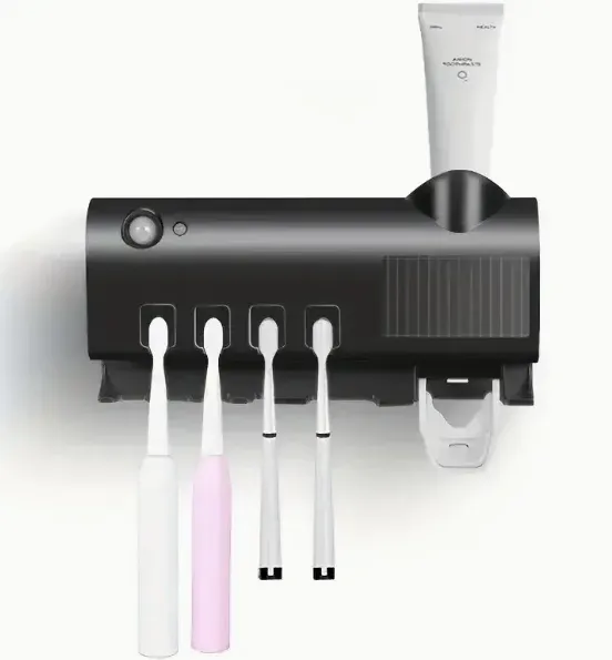Support mural automatique pour brosse à dents avec stérilisateur UV solaire et porte-dentifrice 9