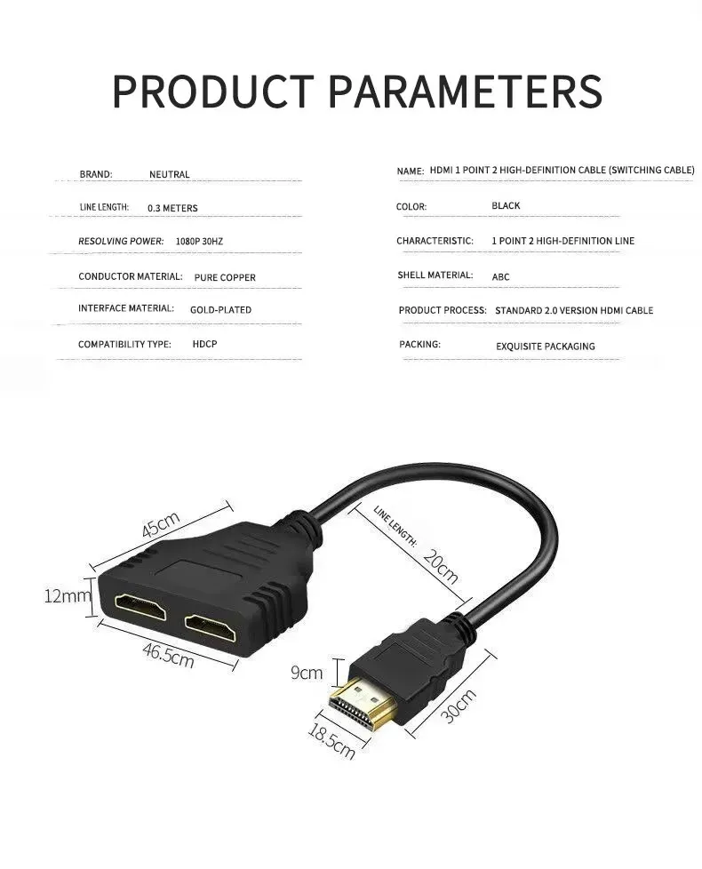 Câble séparateur HDMI finitions