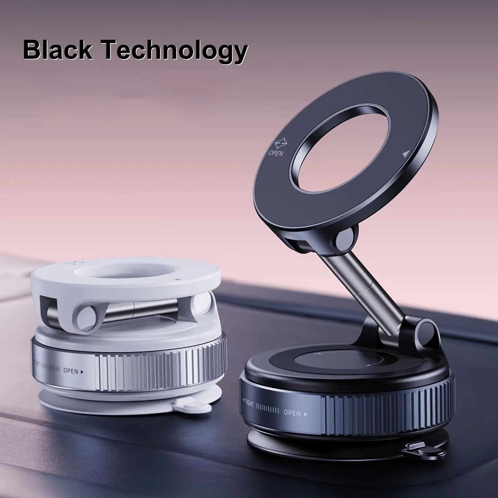 Support magnétique rotatif à 360° pour téléphone de voiture, avec ventouse puissante et design pliable pour bureau, salle de bain et usage universel