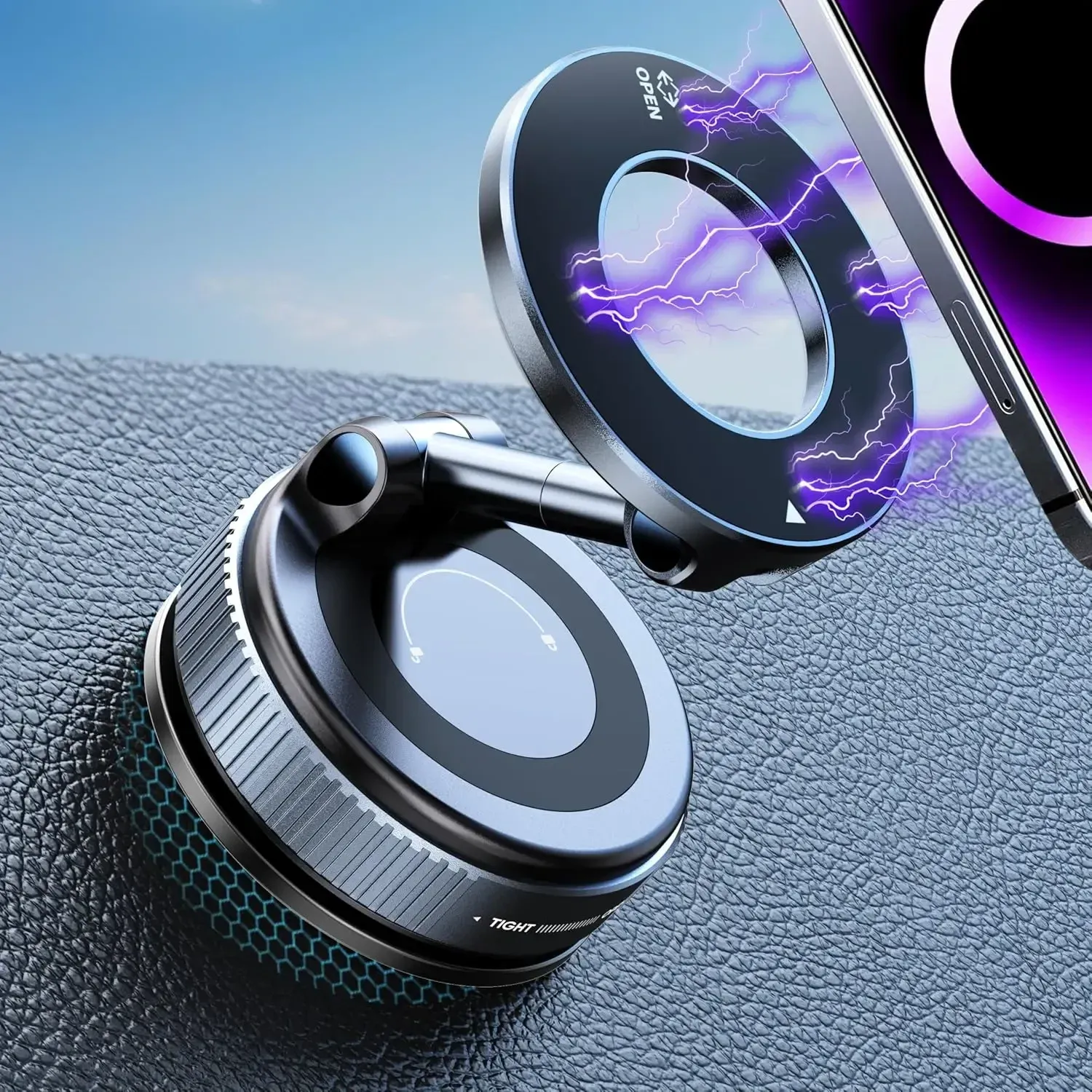 Support magnétique pour téléphone de voiture, vue d'ensemble