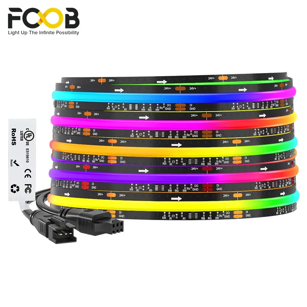 Bande LED COB flexible RGB adressable 630 à 720 LED/m, WS2811, pixel, 12 mm, DC 12 V / 24 V, haute densité