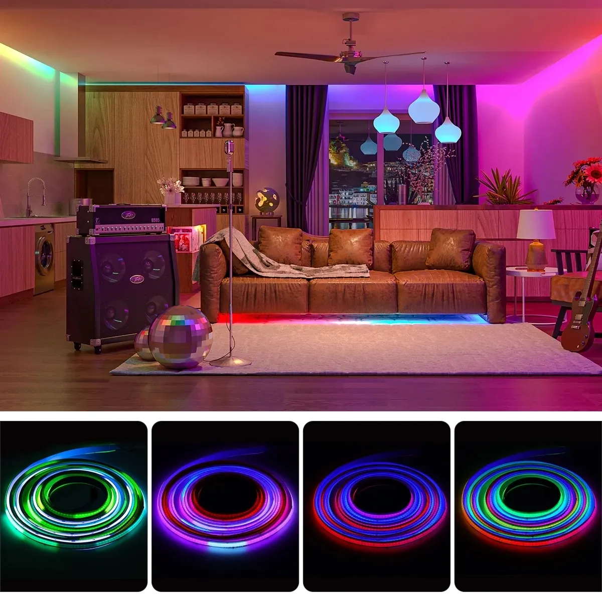 Bande LED COB flexible RGB adressable 630 à 720 LED/m, WS2811, pixel, 12 mm, DC 12 V / 24 V, haute densité 5
