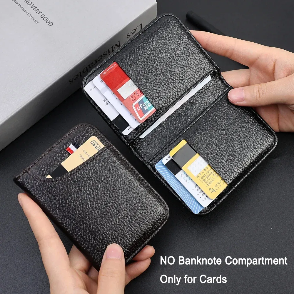 Portefeuille fin et souple en simili cuir PU pour homme, format compact pour cartes de crédit 2