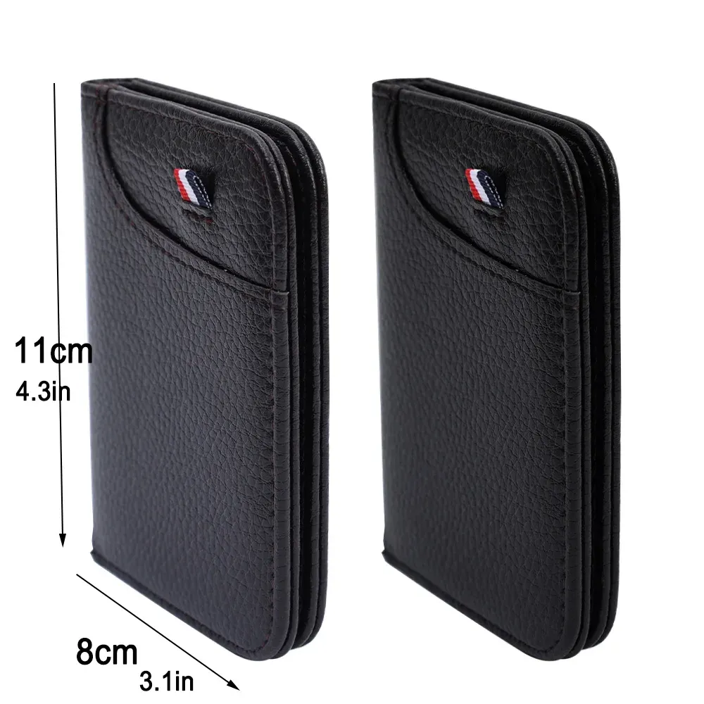 Portefeuille fin et souple en simili cuir PU pour homme, format compact pour cartes de crédit 4