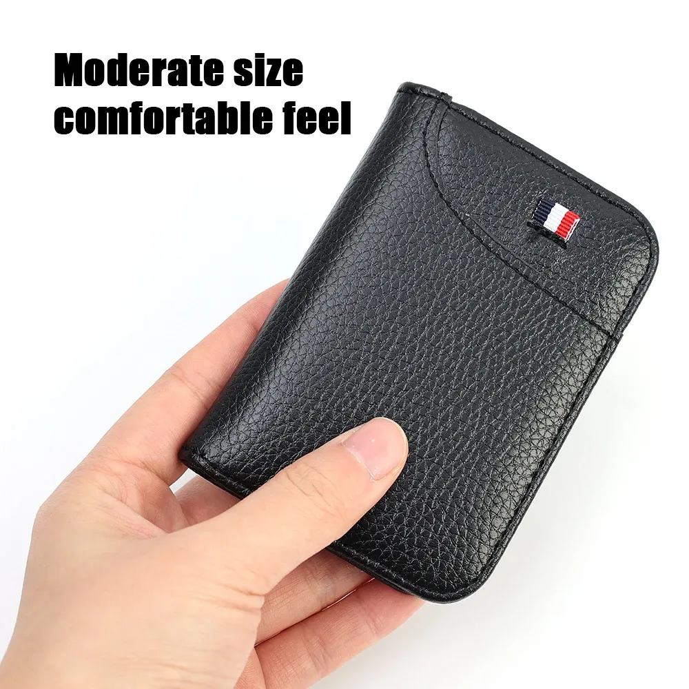 Portefeuille fin et souple en simili cuir PU pour homme, format compact pour cartes de crédit 6