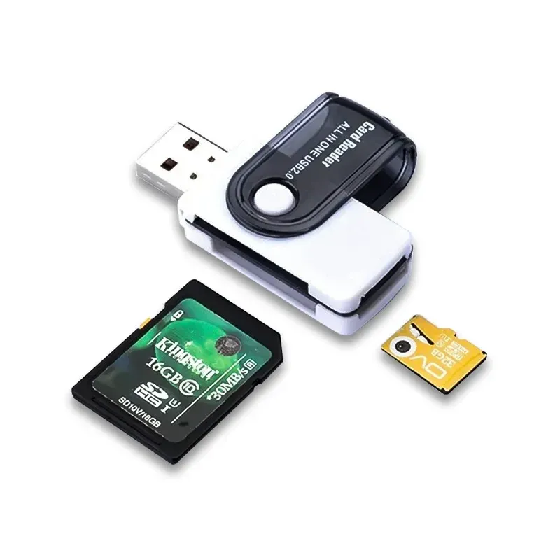 Lecteur de carte mémoire USB 4 en 1 : adaptateur USB 2.0 pour cartes SD, Micro SD, TF et MS M2, compatible ordinateur et smartphone Android 3