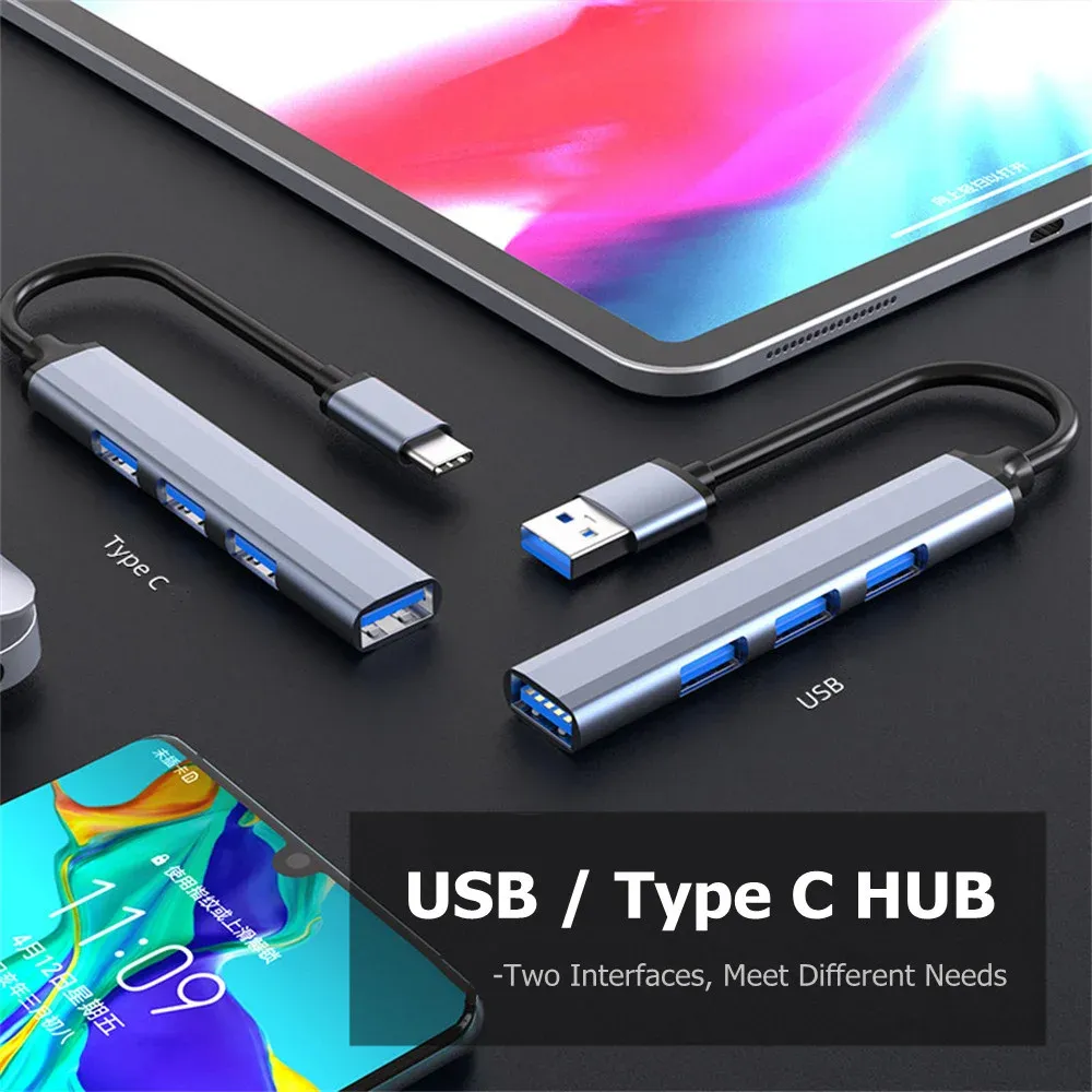 Hub USB Type-C 4 ports USB 3.0 / 3.1 avec adaptateur répartiteur OTG pour Huawei, Xiaomi, Lenovo, MacBook et PC 2