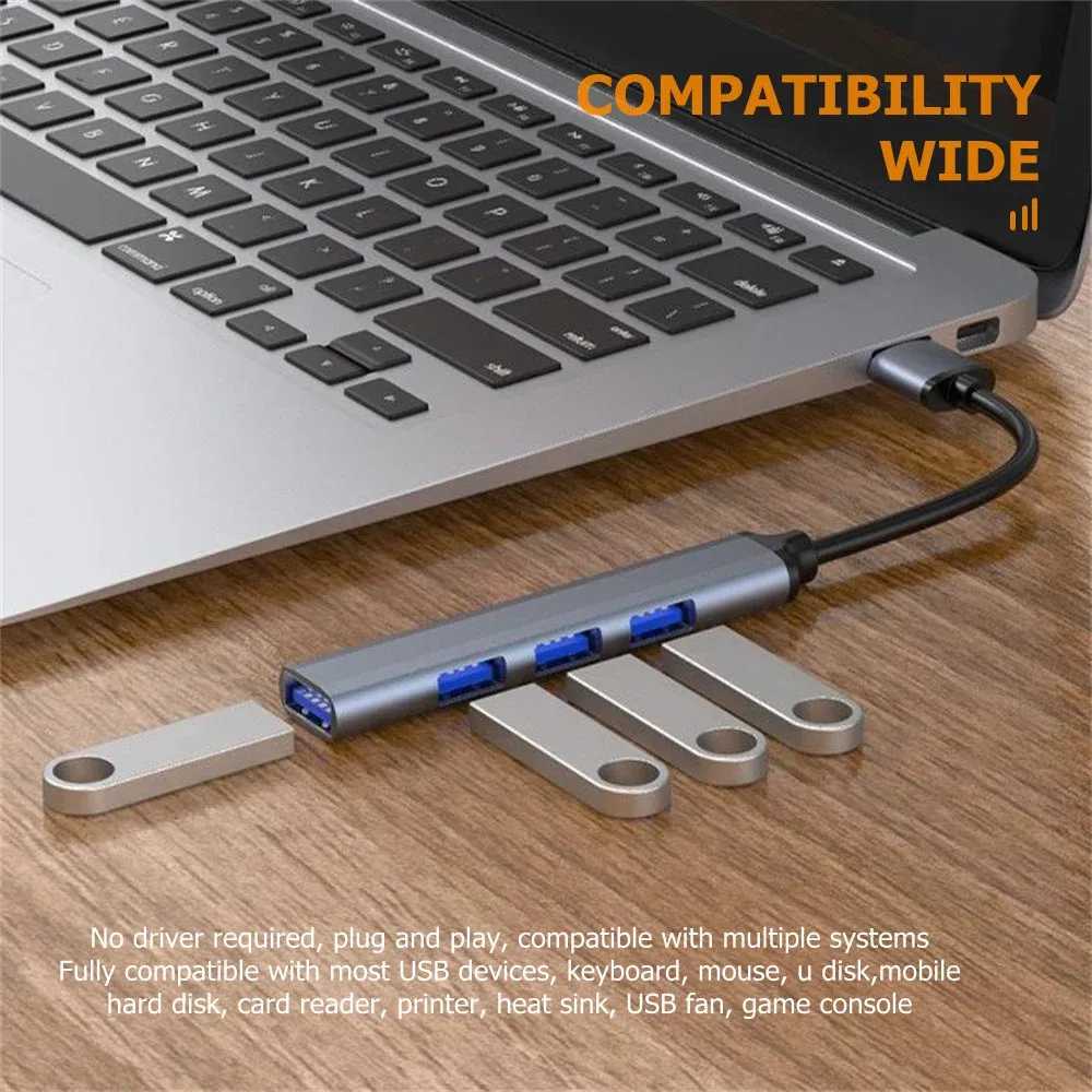 Hub USB Type-C 4 ports USB 3.0 / 3.1 avec adaptateur répartiteur OTG pour Huawei, Xiaomi, Lenovo, MacBook et PC 4