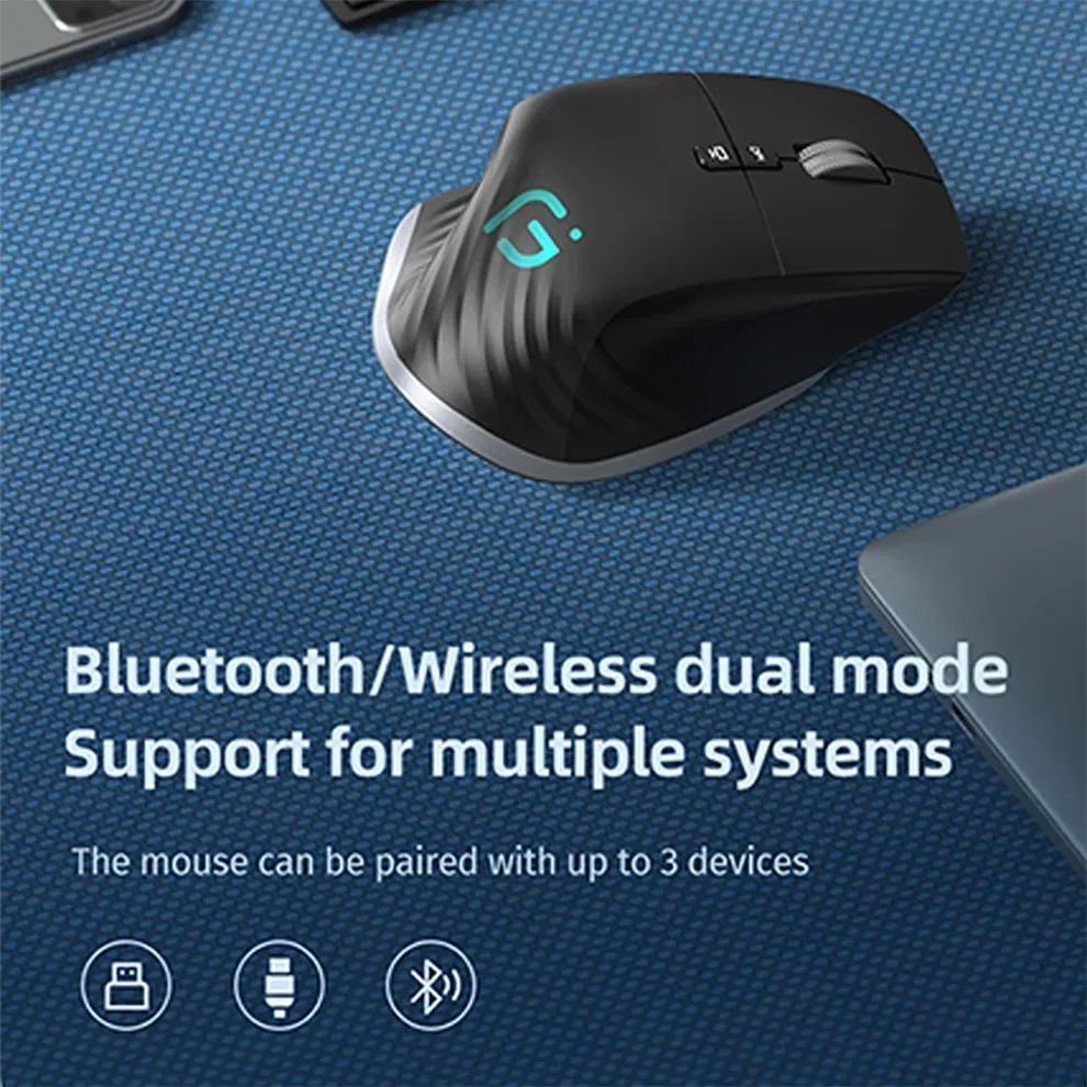 Souris sans fil Bluetooth 2.4 GHz, RVB, design ergonomique, pour ordinateur de bureau et gaming 4