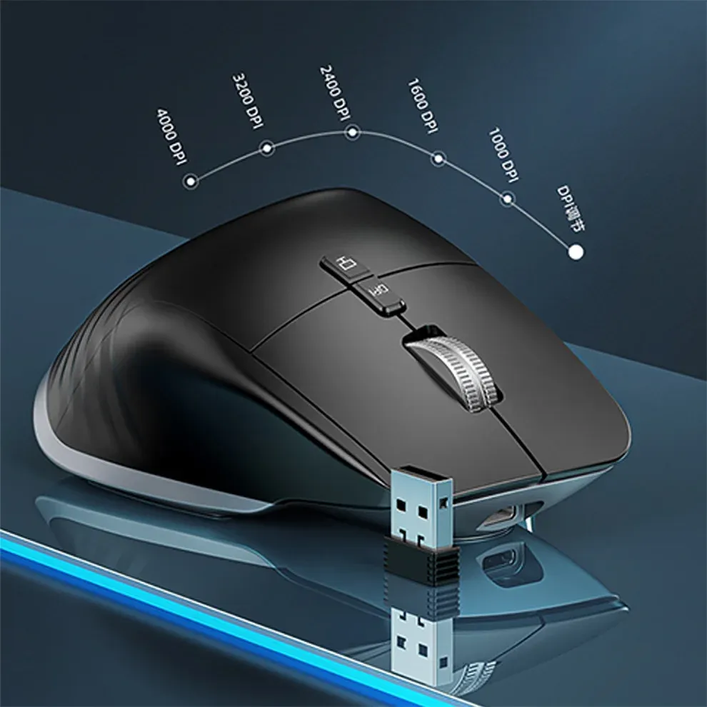 Souris sans fil Bluetooth 2.4 GHz, RVB, design ergonomique, pour ordinateur de bureau et gaming 5