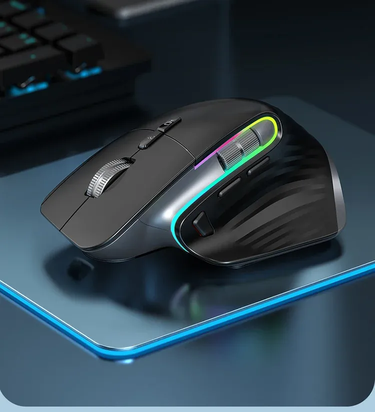 Vue d'ensemble de la souris sans fil à design ergonomique