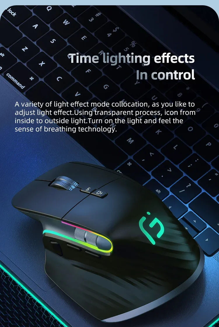 Souris gaming RVB sous différents angles