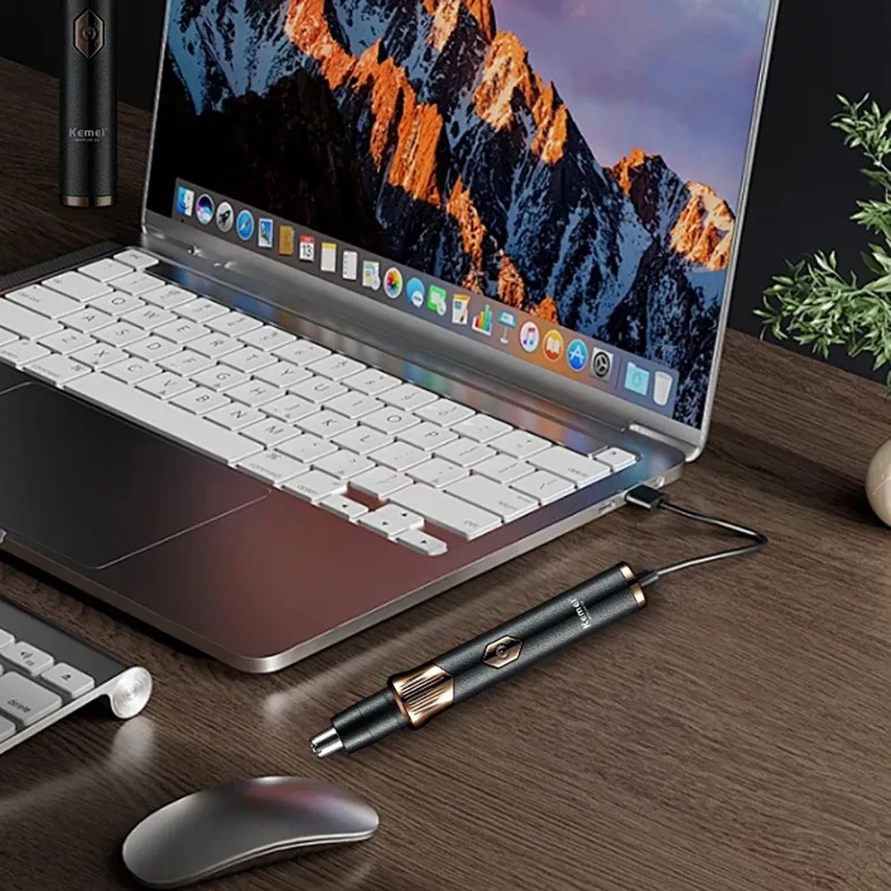Tondeuse à sourcils électrique rechargeable Kemei pour oreilles et nez, indolore, professionnelle, pour hommes et femmes, charge rapide USB-C 6
