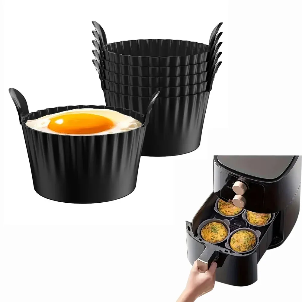 Ramequins ronds en silicone antiadhésifs et réutilisables pour friteuse à air, qualité alimentaire, lot de 4 - Image 1